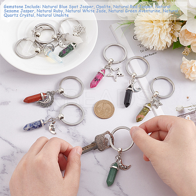 Bullet Gemstone Pendant Keychain KEYC-AB00010-1