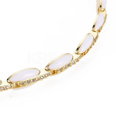 Brass Micro Pave Cubic Zirconia Link Tennis Necklaces for Women NJEW-T013-01G-08-1