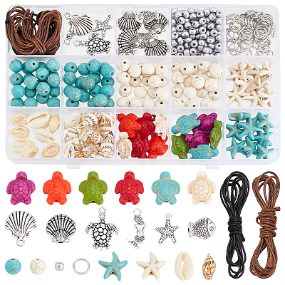 DIY Synthetic Turquoise Bracelet Necklace Making Kit DIY-PH0022-47-1
