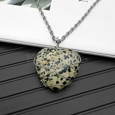 Natural Dalmatian Jasper Pendant Necklaces CY8832-3-1