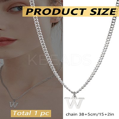 1Pc 304 Stainless Steel Letter Pendant Necklaces NJEW-LP0001-33W-P-1