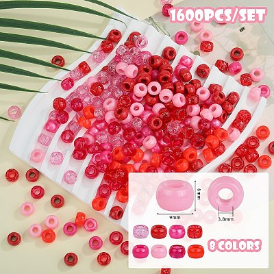 1600Pcs 8 Styles Opaque & Transparent Plastic Beads KY-SZ0001-52-1