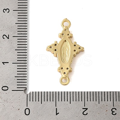 Rack Plating Brass Pave Clear Cubic Zirconia Virgin Mary Links Connector Charms KK-C067-08G-1