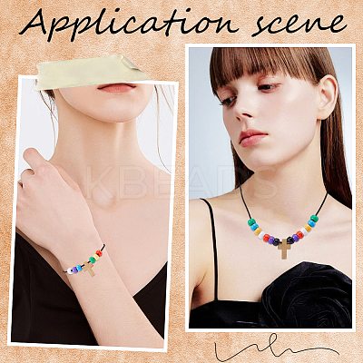 DIY Barrel Plastic & Crosdd Wood Bracelet Making Kits DIY-SC0027-35-1
