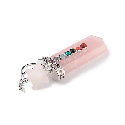 Chakra Themed Natural Rose Quartz Big Pendants G-L524-12P-01-1