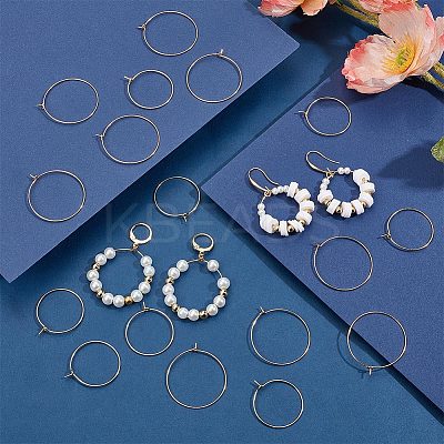 60pcs 2 styles Long-Lasting Plated Brass Hoop Earrings Findings KK-CN0003-11-1