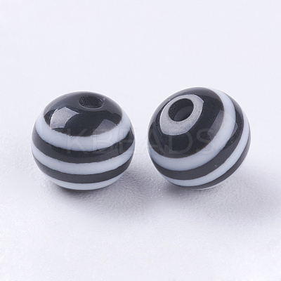 Round Striped Resin Beads RESI-R158-6mm-11-1