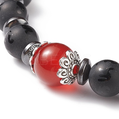 Om Mani Padme Hum Mala Bead Bracelet BJEW-JB08646-1