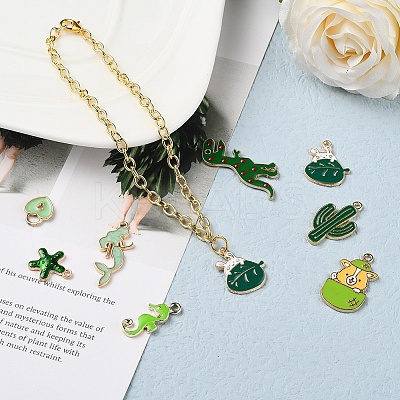 26Pcs 26 Style Light Gold Alloy Enamel Pendants ENAM-YW0001-79-1