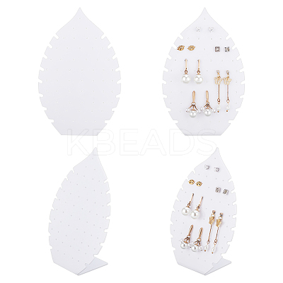 4Pcs Leaf Shaped Acrylic Slant Back Earring Display Stands EDIS-FG0001-62-1