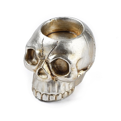 Halloween Skull Resin Candle Holders DJEW-R009-01-1