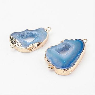 Electroplate Natural Druzy Geode Quartz Crystal Links connectors G-K189-04B-1