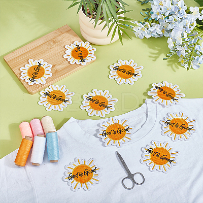 Sun with Word God is Good Polyester Clothing Patches PATC-WH0816-022-1