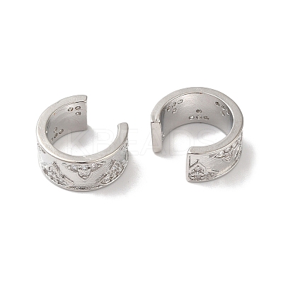 Ring with Leaf Brass Micro Pave Cubic Zirconia Cuff Earrings for Women EJEW-P281-07P-1