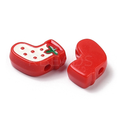 Christmas Decorations Theme Opaque Acrylic Bead with Enamel X-OACR-Z021-01F-1