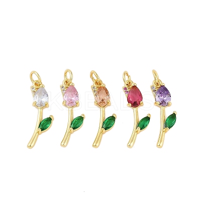 Rack Plating Brass Micro Pave Cubic Zirconia Pendants KK-R166-09G-06-1
