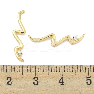 Brass Pave Clear Cubic Zirconia Wave Shaped Connector Charms KK-S386-28G-1