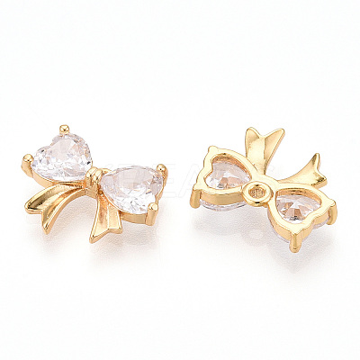 Brass Pave Clear Cubic Zirconia Charms KK-N254-166G-1