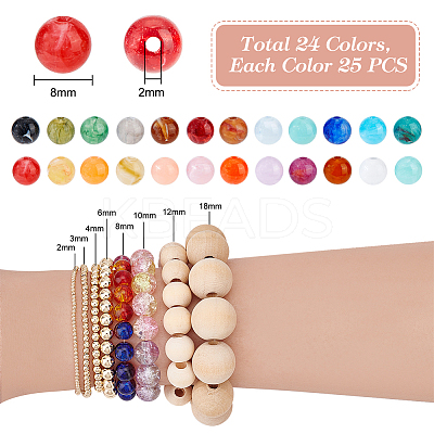24 Colors Round Imitation Gemstone Acrylic Beads OACR-PH0004-09C-1