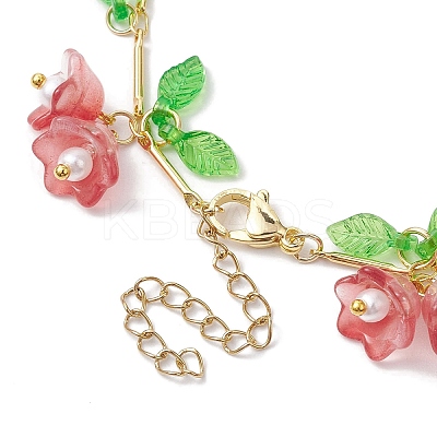 Flower Glass & Acrylic Charm Bracelets BJEW-JB10443-03-1