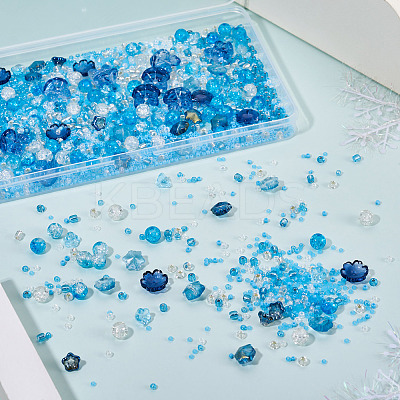 Transparent Spray Paint & Baking Paint Crackle Glass Beads GLAA-TA0003-45-1