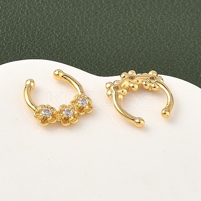 Brass Pave Clear Cubic Zirconia Circular/Horseshoe Barbell Nose Rings EJEW-D337-18D-G-1