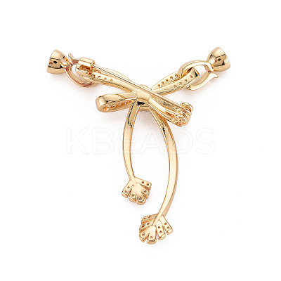 Brass Micro Pave Clear Cubic Zirconia Brooch Findings KK-S356-612-NF-1