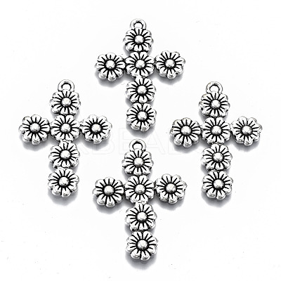 Tibetan Style Alloy Pendants TIBEP-N009-015AS-RS-1