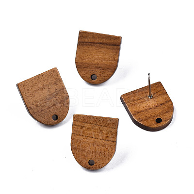 Walnut Wood Stud Earring Findings MAK-N032-011-1