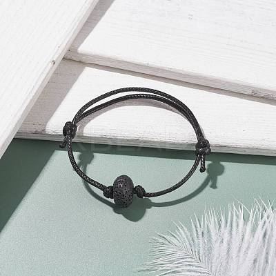 Natural Lava Rock Beaded Cord Bracelet BJEW-JB07681-02-1