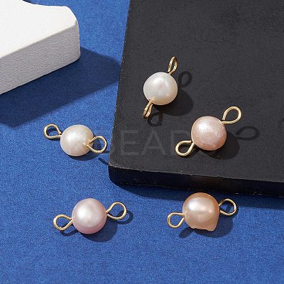 Natural Cultured Freshwater Pearl Connector Charms PALLOY-YW0001-52-1