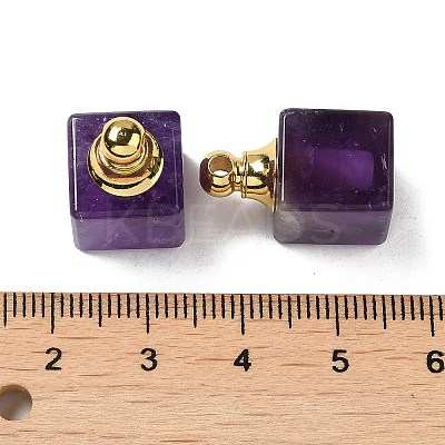 Natural Amethyst Perfume Bottle Pendants G-Z039-04G-04-1