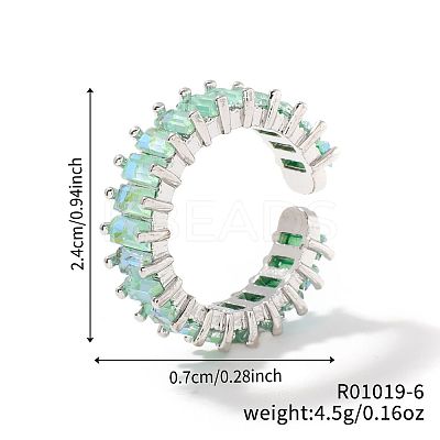 Brass Glass Cuff Rings ZQ1341-6-1