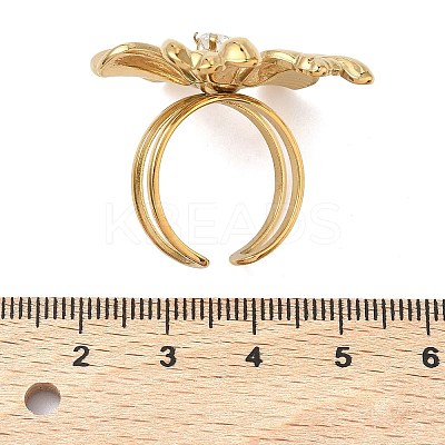 304 Stainless Steel Micro Pave Cubic Zirconia Cuff Open Rings for Women RJEW-P180-03G-1