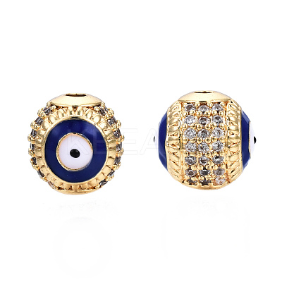 Brass Micro Pave Cubic Zirconia Beads KK-N227-88B-1
