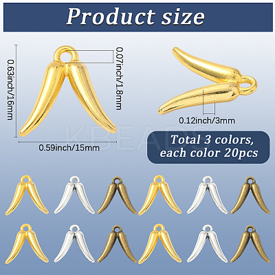 60Pcs 3 Colors  Tibetan Style Alloy Pendants FIND-SC0019-37-1