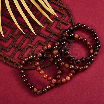 Unisex Natural Wood Beaded Stretch Bracelets BJEW-SZ0001-004-1