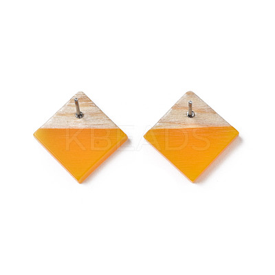 Opaque Resin & Wood Stud Earrings EJEW-N017-005A-B05-1