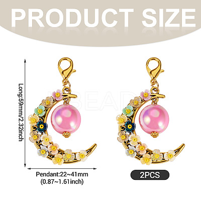 2Pcs Alloy & Resin & Acrylic Pendant Decorations HJEW-TAC0111-1