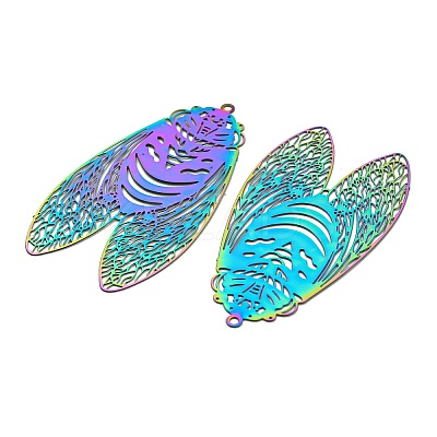 Ion Plating(IP) 201 Stainless Steel Etched Metal Embellishments Big Pendants STAS-G328-04RC-1
