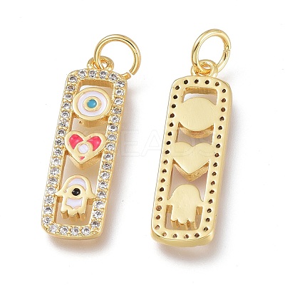 Brass Micro Pave Clear Cubic Zirconia Pendants ZIRC-Q023-08G-1