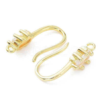 Brass Pave Clear Cubic Zirconia Earring Hooks KK-R149-20G-1