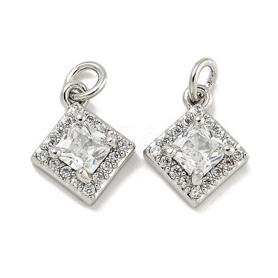 Brass Micro Pave Clear Cubic Zirconia Pendants KK-P275-32B-P-1