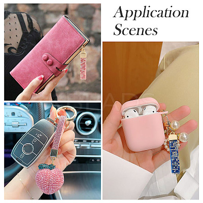 12Pcs 4 Colors Alloy Rhinestone Keychain Findings FIND-BT0001-38A-1