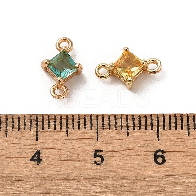 Brass Pave Cubic Zirconia Connector Charms ZIRC-P114-13KCG-1