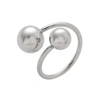 304 Stainless Steel Round Cuff Rings for Women RJEW-A063-01E-P-1