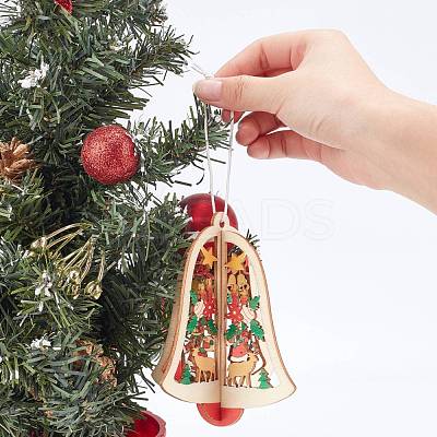 6Pcs 6 Styles Wooden Christmas Ornaments WOOD-GF0001-51-1