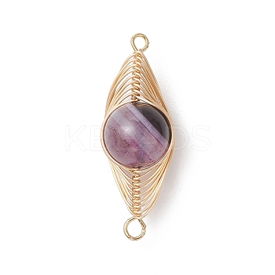 Natural Banded Agate(Dyed & Heated) Horse Eye Links Connector Charms PALLOY-JF04949-1