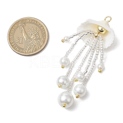 Glass Seed Beaded Jellyfish Pendants PALLOY-MZ00571-01-1