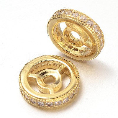 Steering Wheel Brass Micro Pave Cubic Zirconia Beads ZIRC-D044-G-1